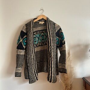 Pink Republic Black and Tan Patterned Cardigan